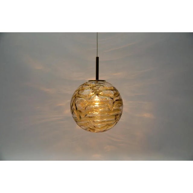 Yellow Murano Glass Ball Pendant Lamp from Doria Leuchten, 1960s For Sale - Image 4 of 9