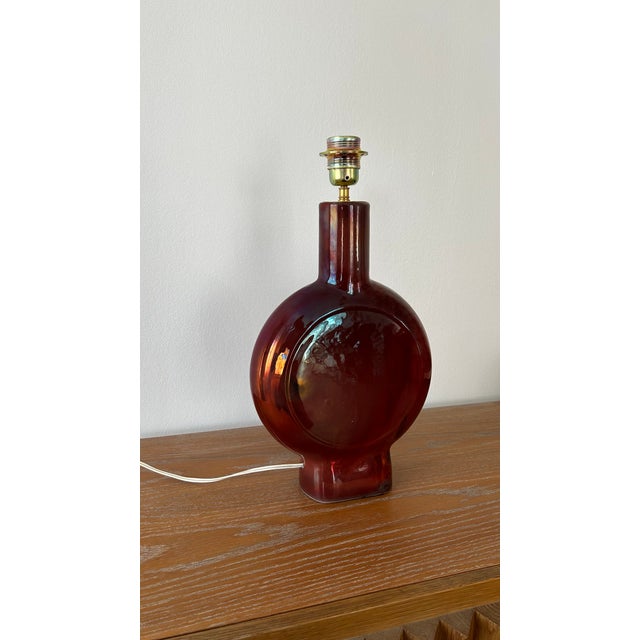 Red Ceramic Lamp by Joachim, France, 1972 For Sale - Image 8 of 11