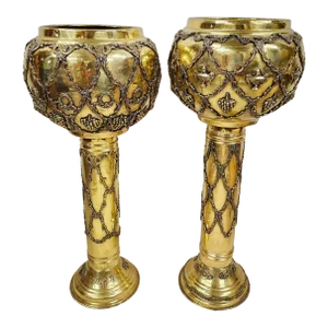 Antique Brass Indoor Planter Stands Set of 2
