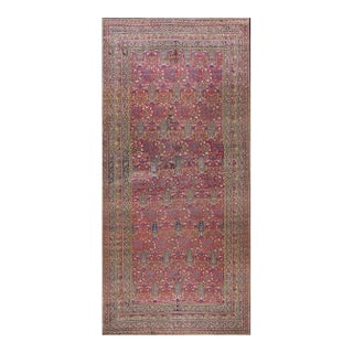 1850s Red Antique Large Cypress Tree Tribal Afshar Knotted Wool Gallery Rug For Sale