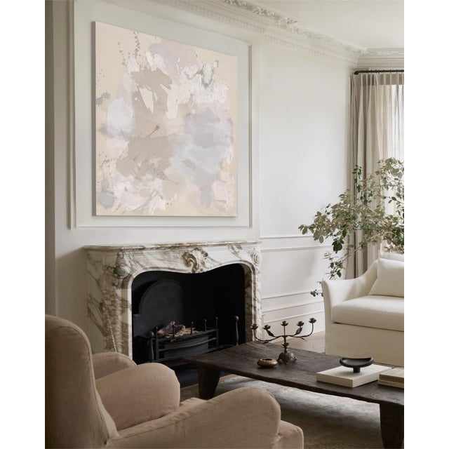 Contemporary Original Contemporary Abstract Painting in Muted Taupe, Chalky White, and Soft Lilac by American Lyrical Abstractionist Stacey Warnix For Sale - Image 3 of 9