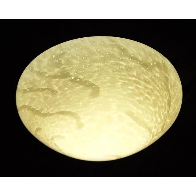 Metal Vintage Ceiling Lamp with White Marbled Glass Shade, 1980s For Sale - Image 7 of 8