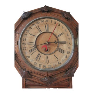 Antique School Clock With Day Hand For Sale