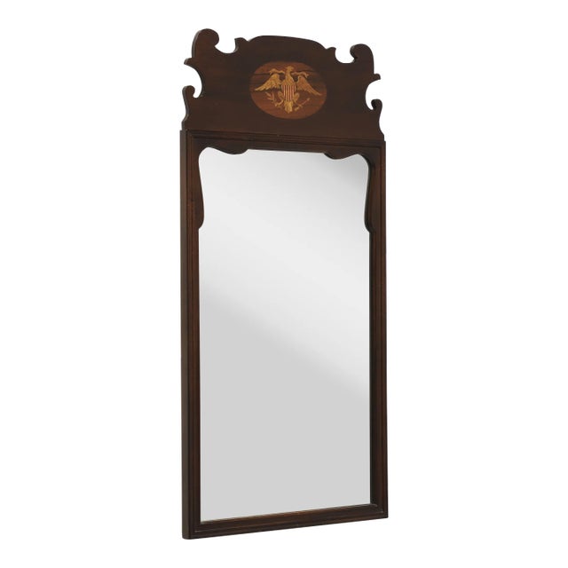 Mid 20th Century Mahogany Chippendale Wall Mirror With Eagle Inlay For Sale