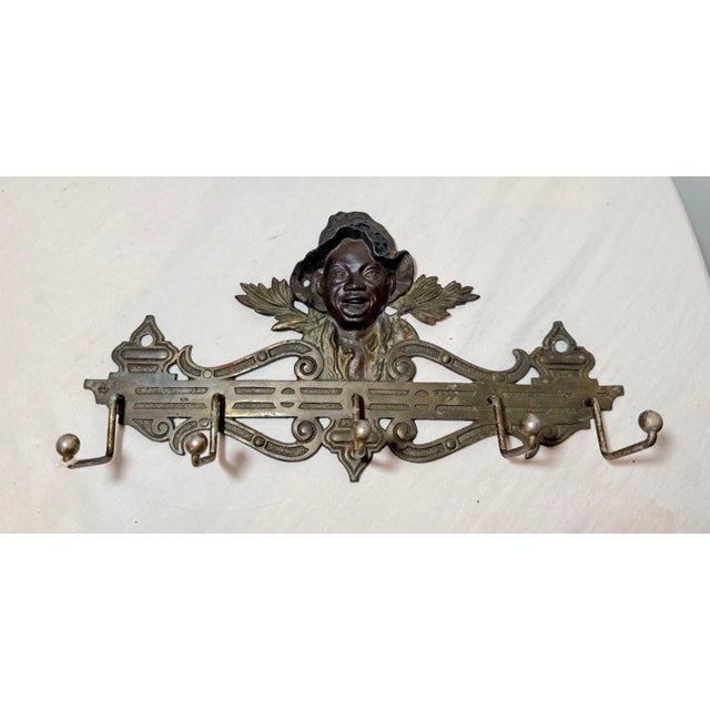 American Antique Americana Boy Bronze Patinated Cast Iron Coat Hat Rack Wall Hook Hanger For Sale - Image 3 of 10