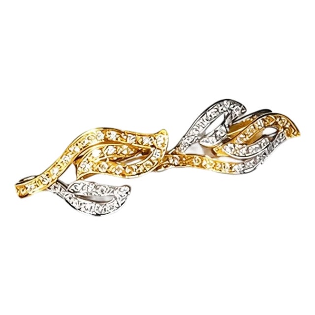 Late 20th Century 14K Two Tone Gold Diamond Filigree Drop Earrings, Pair For Sale