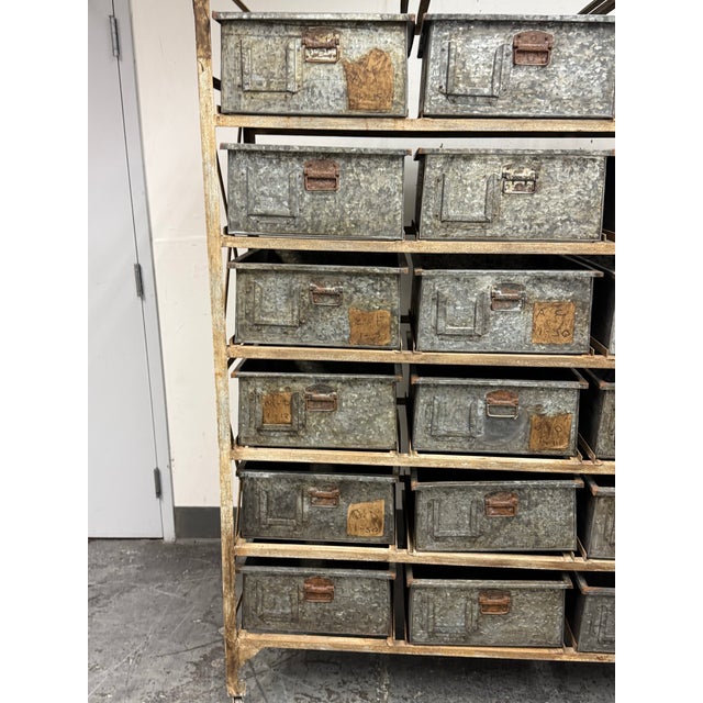 Mid 20th Century Vintage Sangham Storage Bins + Frame on Casters For Sale - Image 5 of 12