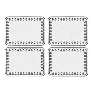 Dear Annabelle Loopy Noir Hand-Embroidered Cocktail Napkins - Set of 4
