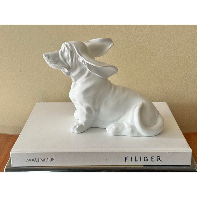 White 2000s Bassett Hound Dog Figure in Matte White For Sale - Image 8 of 9