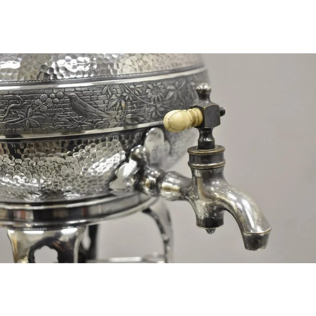 Antique Victorian Silver Plated Hand Hammered Samovar Coffee Pot Warmer For Sale - Image 12 of 12