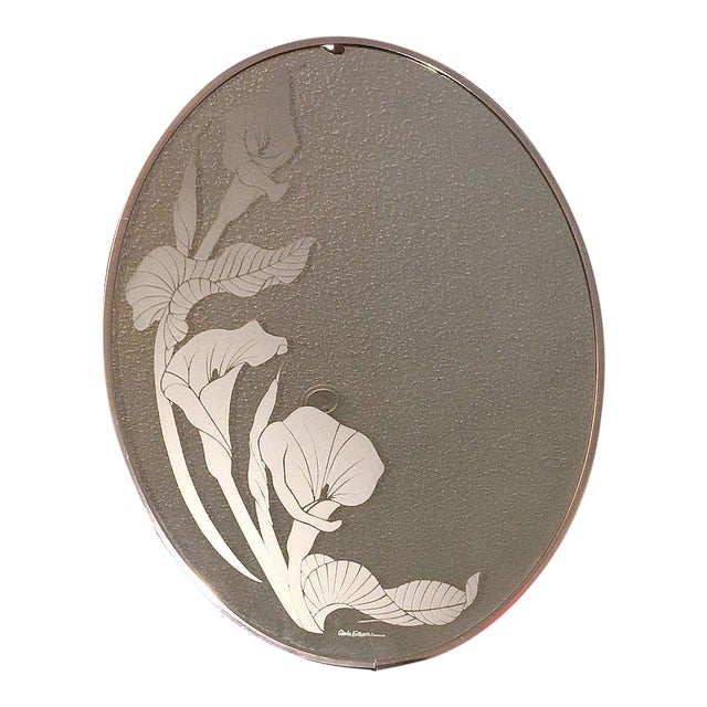 1970s Mid Century Modern Gloria Eriksen Frosted Glass Metal Copper
