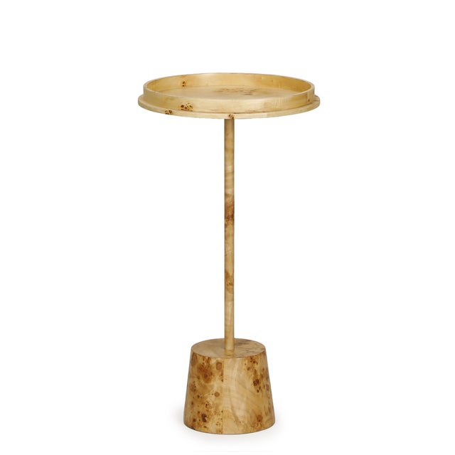 Boho Chic Destin Natural Burl Designer Side Table For Sale - Image 3 of 7