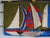 Mid-Century Modern Mid Century Hooked Rug Wall Hanging - Sailboats For Sale - Image 3 of 6