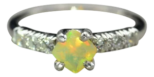 The Sirte: Ladies Vintage Opal and Diamond Ring in Platinum