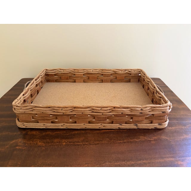 Farmhouse Late 20th Century Woven Oak and Leather Pyrex Casserole Serving Basket For Sale - Image 3 of 13