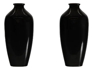Pair of Vintage Black Porcelain Vases with Glossy Glaze and Narrow Necks