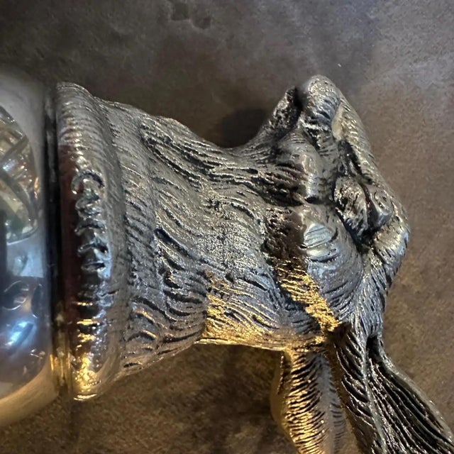 An HallMarked Gucci 1980s Silver Plated Barware Rabbit Head Stirrup Cup For Sale - Image 9 of 12