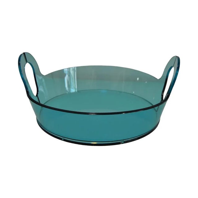 Glass Turquoise Crystal Tray by Satyendra Pakhalé, 2003 For Sale - Image 7 of 7