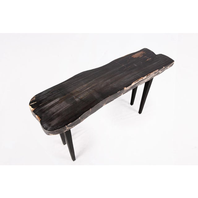Modern One Slab Living Edge Petrified Wood Console Table 50 For Sale - Image 3 of 6