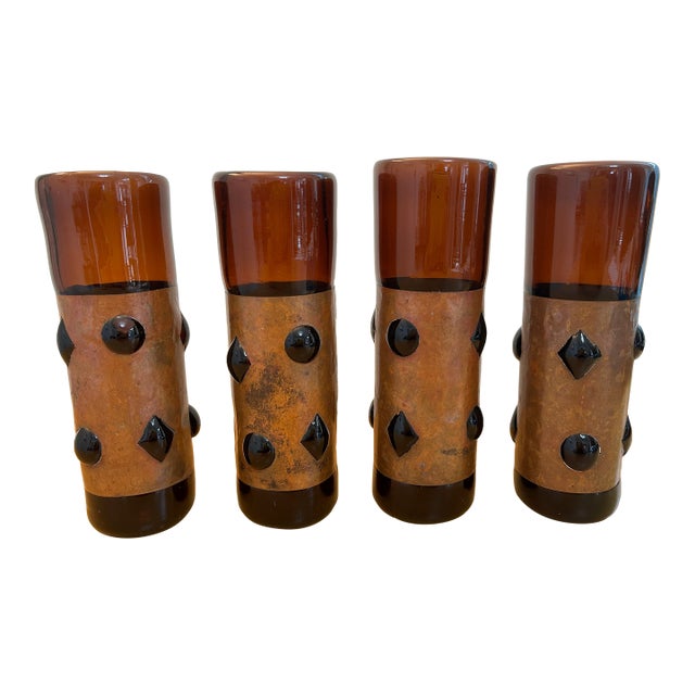 Mid Century Felipe Derflingher Brutalist Tumblers - Set of 4 For Sale
