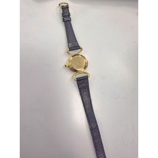 Blue Vintage Baume & Mercier Ladies Lapis Lazuli Dial Wristwatch 18k Yellow Gold For Sale - Image 8 of 8