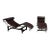 Pair Chaise Lounge Chairs Brown Leather & Chrome & Black Steel Bases Style of Le Corbusier Lc4 For Sale