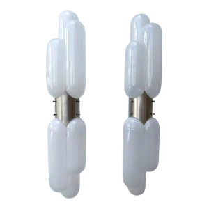 Pair of Torpedo Murano Glass Sconces by Carlo Nason for Mazzega, Italy, 1970s