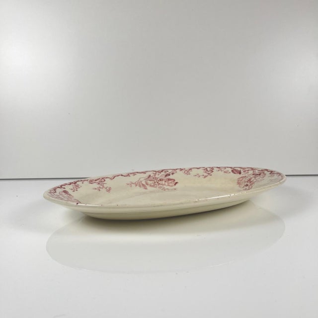 Oval Pink Earthenware Fontainebleau Serving Platter from KG Lunéville, 19th Century For Sale - Image 3 of 9