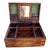Antique Brass Inlaid Wooden Dressing Vanity Travel Box.
