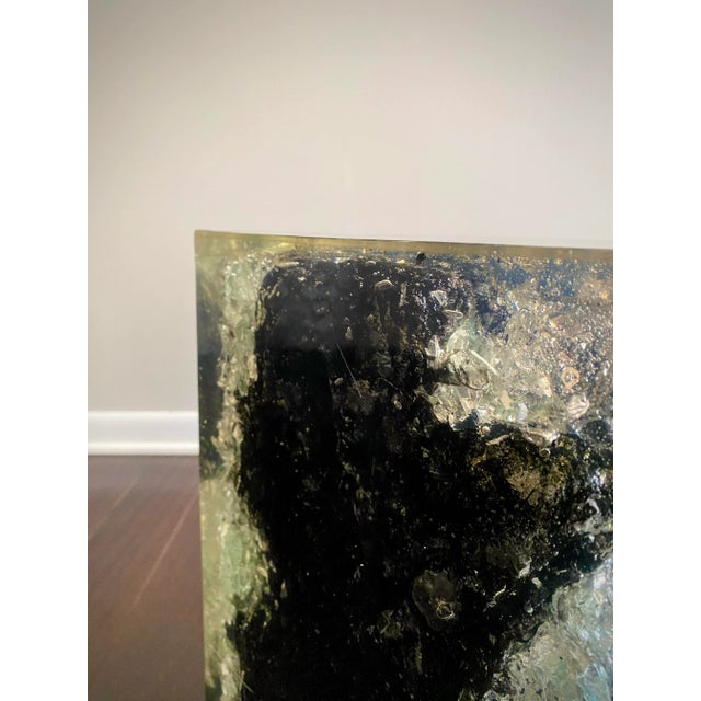 2020s Organic Modern Burnt Black Teak and Crystal Resin Side Table by Made Goods For Sale - Image 5 of 12