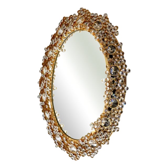 Austrian Round Mirror with Integrated Backlighting by J.L. Lobmeyr, 1960s For Sale