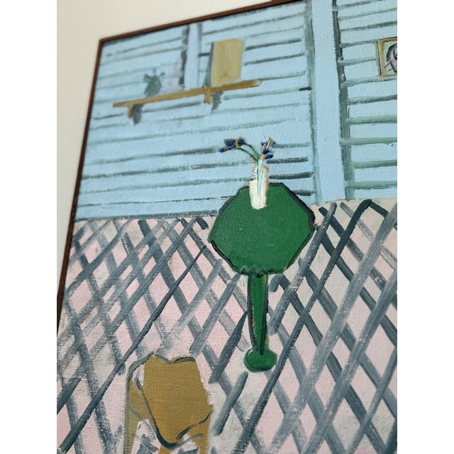 Mid 20th Century Original Oil Painting of Backyard Scene by Alan Peters For Sale - Image 4 of 7