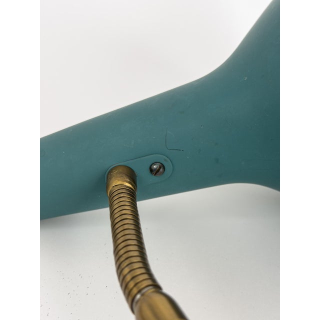 Blue Sculptural Brass and Petrol Desk Lamp by Harald Notini for Böhlmarks, 1950s For Sale - Image 8 of 10