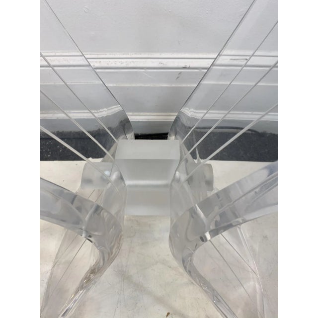 1970s Lion in Frost Lucite Side Tables - A Pair For Sale - Image 9 of 10