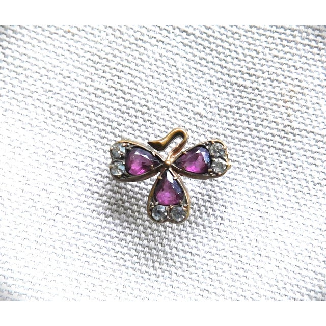 Antique Amethyst and Crystal Clover Pin For Sale - Image 11 of 11