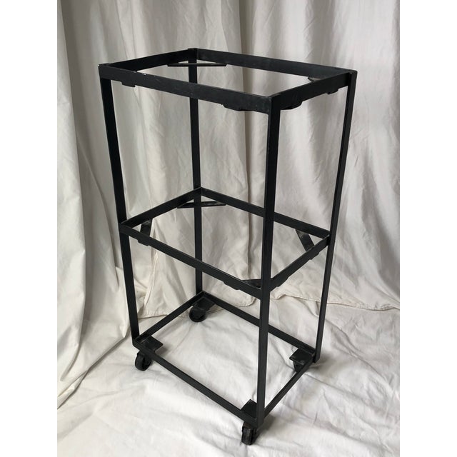 1970s Heavy-Duty Industrial Grade 3-Tier Rolling Cart in Exceptionally Rare True Argentine Greenheart Wood & Heavy Iron Base For Sale - Image 4 of 12