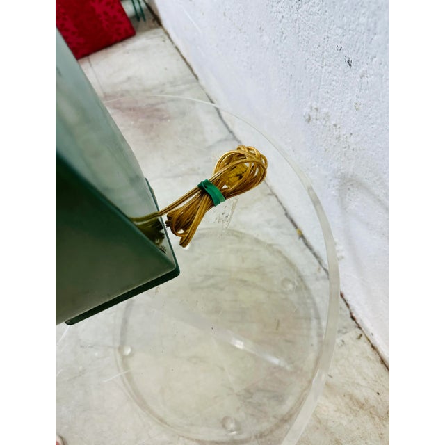 Kelly Green Vintage Lamp With Shade For Sale - Image 4 of 5