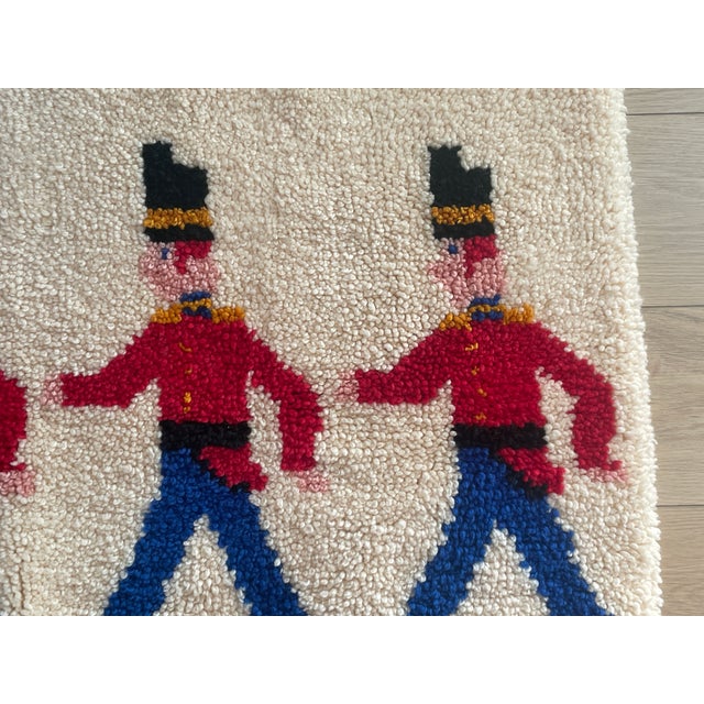 MCM Scandinavian Design Christmas 1970's Rya Style Latch Hook Rug Danish Soldiers For Sale - Image 9 of 10
