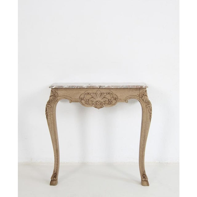 Small Louis XV Oak and Marble Top Console Table, 1920s For Sale - Image 9 of 18
