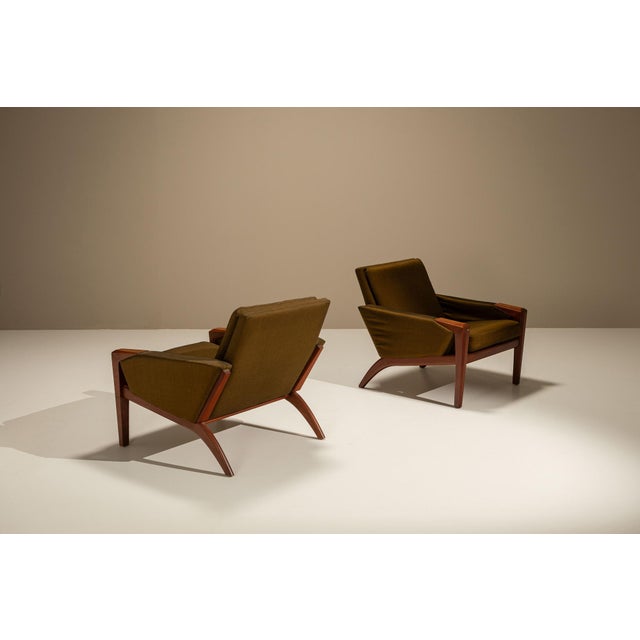 Vintage Danish Lounge Chairs in Olive Green, 1960s, Set of 2 For Sale - Image 4 of 16