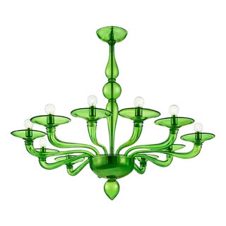 Italian Green Murano Style Glass Chandelier by Simoeng For Sale