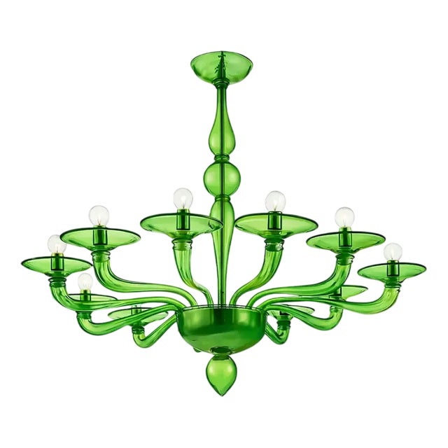 Italian Green Murano Style Glass Chandelier by Simoeng For Sale