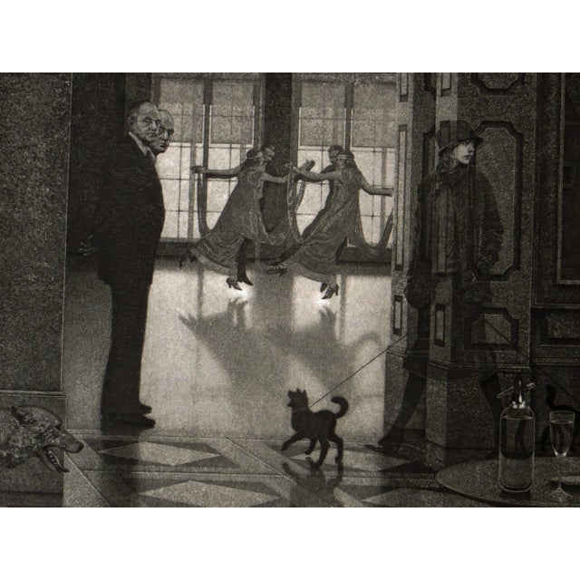 Black 1980s Peter Milton Large Etching - Interiors IV: Hotel Paradise Cafe For Sale - Image 8 of 11