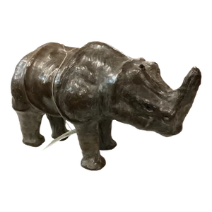 Mid 20th Century Leather Rhinoceros Sculpture From India