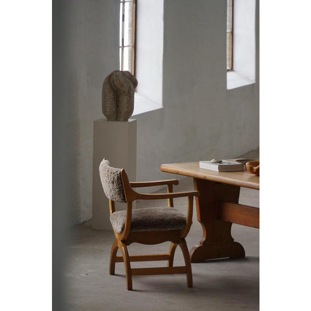 Mid-Century Modern Kurul Armchair in Oak and Lambswool by Henning Kjærnulf, 1960s For Sale - Image 3 of 15