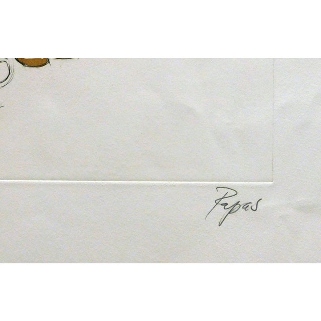 Paper William Papas "Bikers" Signed Numbered Hand Colored Etching of Motorcyclists For Sale - Image 7 of 7