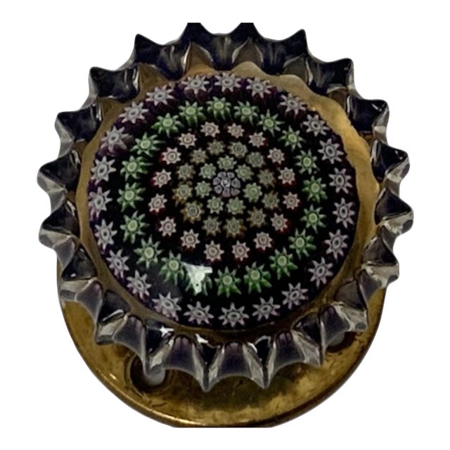 Vintage Perthshire Paperweights Signed Concentric Millefiori Glass Door Knob Scotland C. 1980s-1990s For Sale