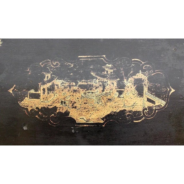 Large Napoleon III Japonaiserie Wooden Box Painted Black, Mid-19th Century For Sale - Image 6 of 18