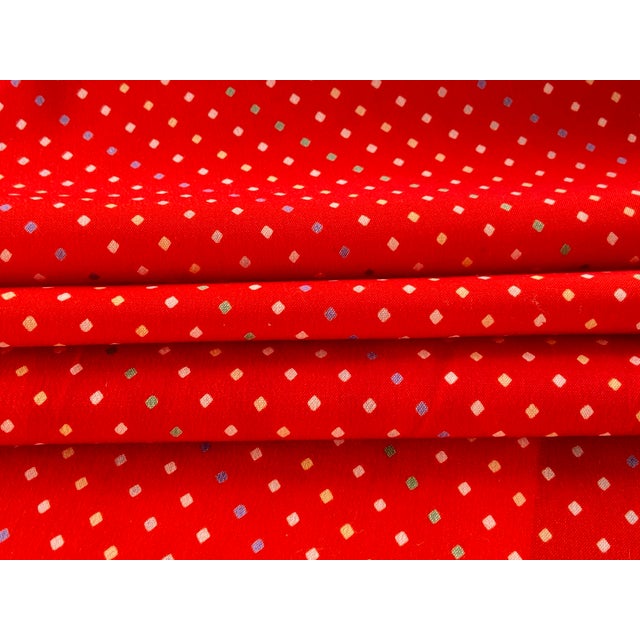 Contemporary Vintage Kimono Silk Blend by the Yard Red With Diamond Shape Dots For Sale - Image 3 of 5
