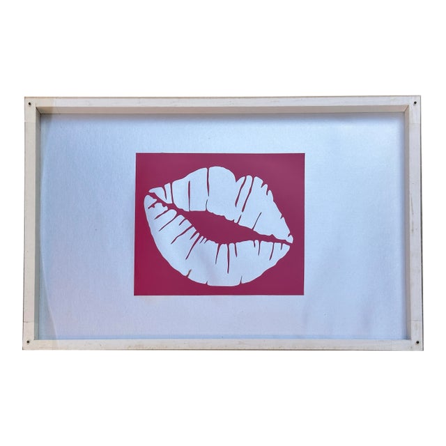 “Lips” Pop Art Linocut by Fred Armstrong Framed in Acrylic For Sale
